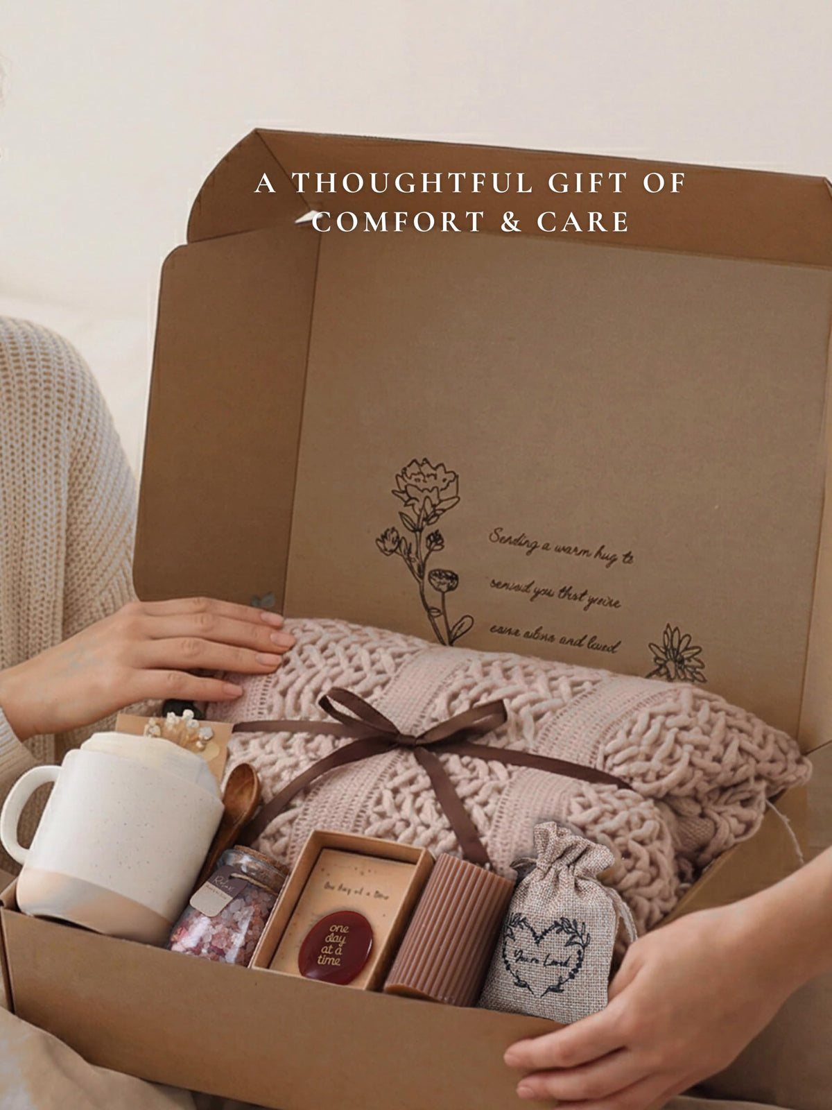 Get Well Soon Gift Baskets for Women - Earth Tone Self Care Package - After Surgery, Sympathy Gifts for Loss of Loved One, Thinking of You/ Mothers Day/ Grief /Bereavement /Miscarriage Gifts for Women