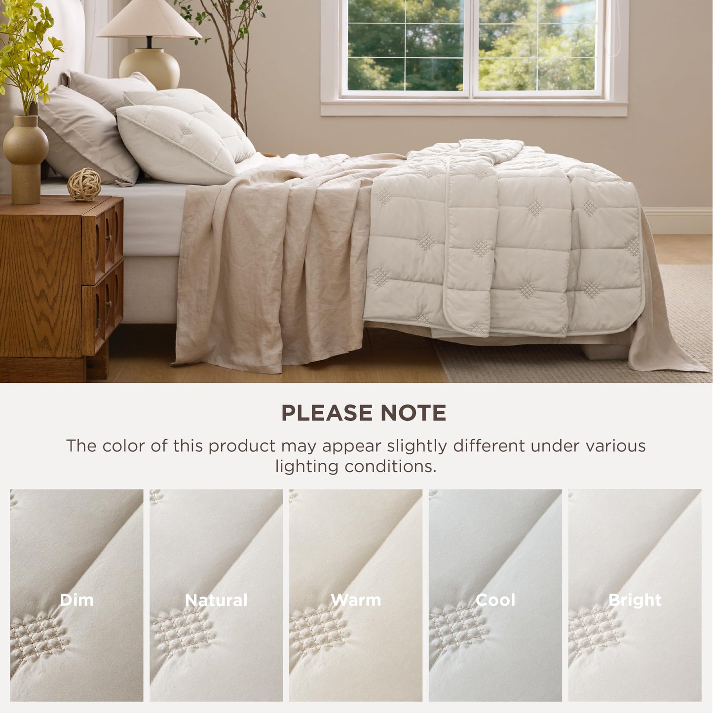 Bedsure King Size Quilt - Prewashed Extra Soft Cotton-Like Polyester Bedspreads King Size, Lightweight Comforter, Includes 1 Quilt 106x96 Inches with 2 Shams, Machine Washable, Beige