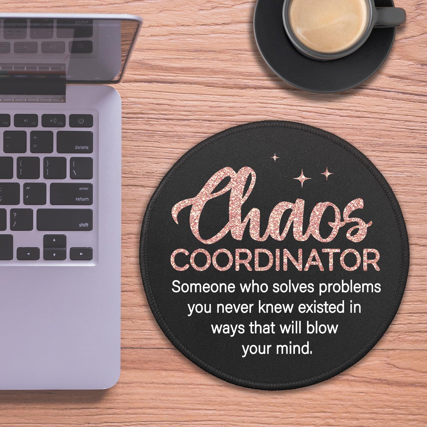KANGYUSO Chaos Coordinator Mouse Pad for Desk, Chaos Coordinator Definition, Round Mousepad with Non-Slip Rubber Base, Boss Lady Appreciation Gifts, Thank You Gifts for Women Teacher Colleague Manager