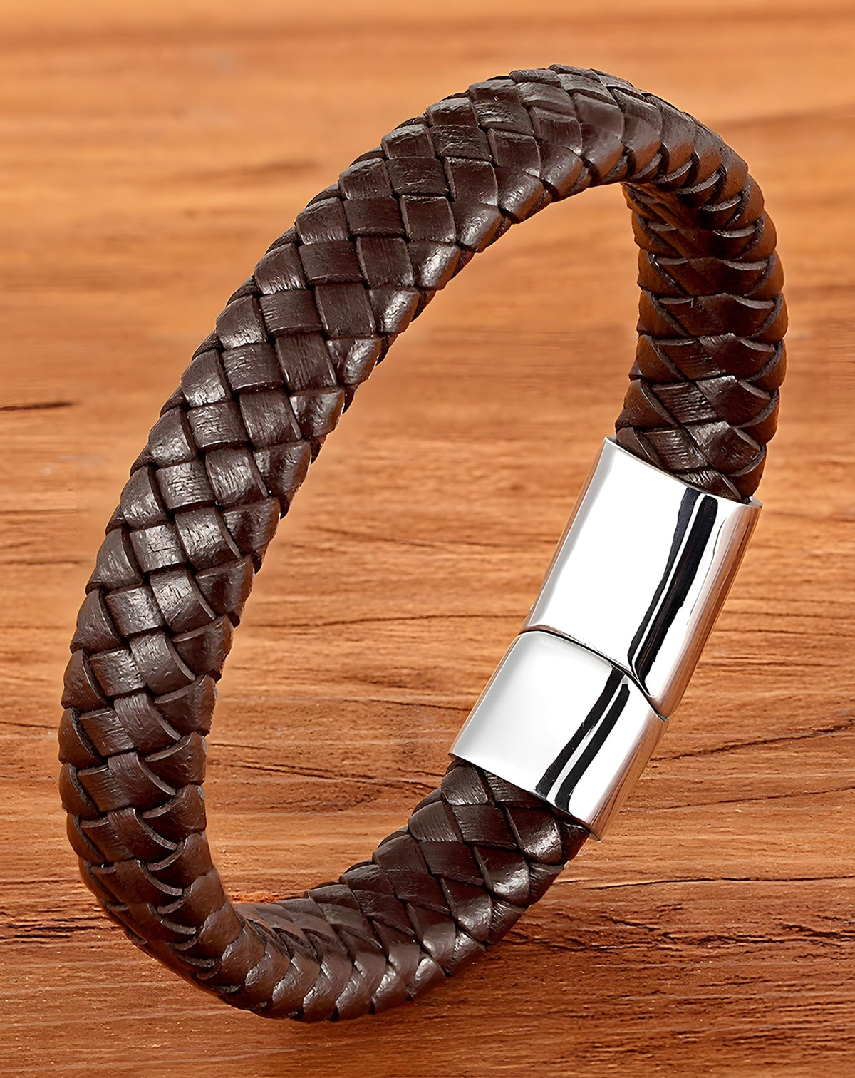 Deerllia Leather Bracelet for Men, Braided Cuff with Stainless Steel Clasp Stacked Multi Style Color Anniversary Father's Day Birthday Christmas Jewelry Gifts for Him, Black Clasp Black Leather