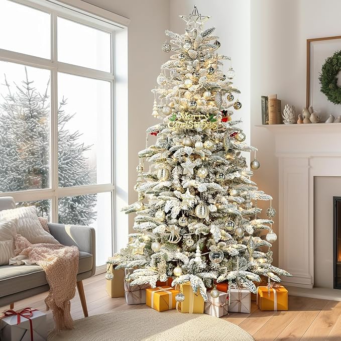 SHareconn 100pcs Christmas Tree Decorations Ornaments Set, Shatterproof Plastic Baubles Decorative Balls for Xmas Tree Decor Holiday Wedding Party, ChampagneGold