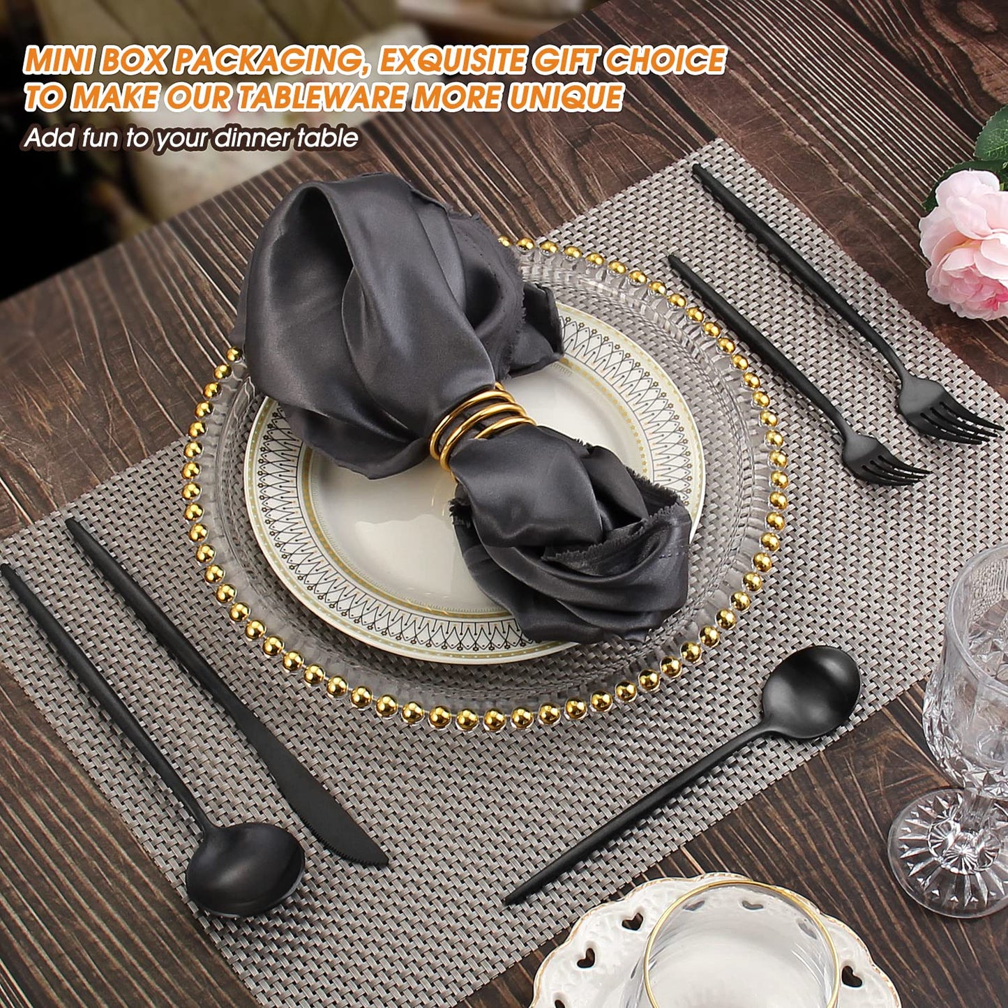 Matte Black Silverware Set,BEGEEL 20 Piece Stainless Steel Flatware Set,Service for 4,Satin Finish Tableware,Cutlery Sets,Utensil Sets for Kitchen and Home,Dishwasher Safe