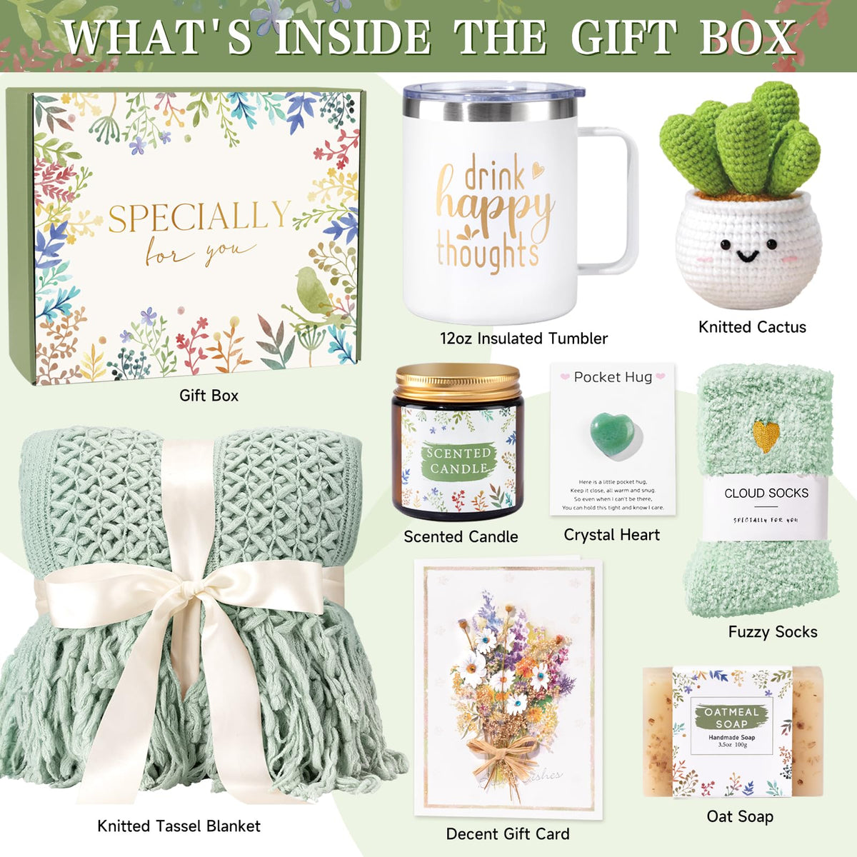Self Care Gifts for Women Get Well Soon, Gift Baskets for Women, Inspirational Birthday Gifts for Woman, Sympathy Thinking of you, Spa Set for New Mom Friend Sister