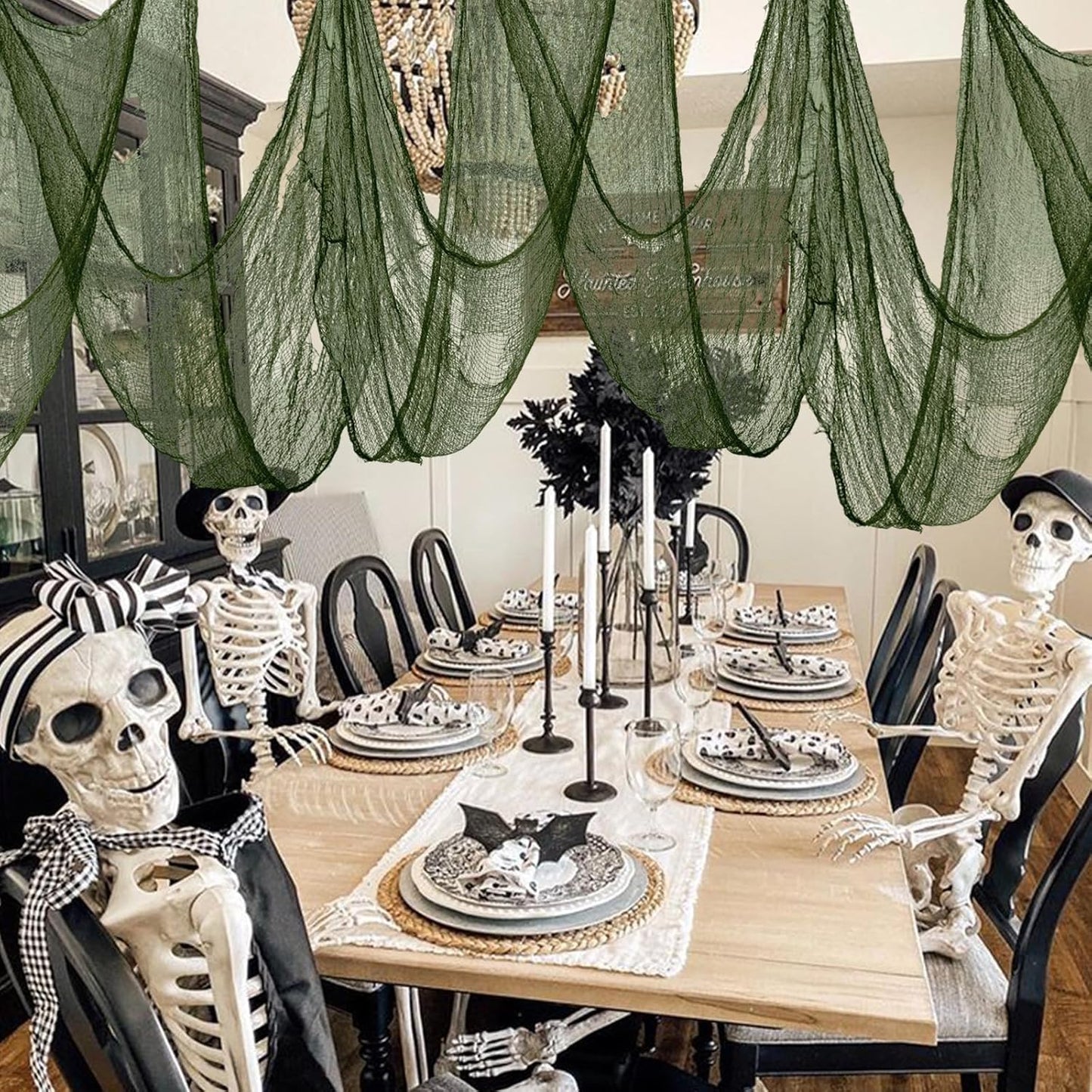 Halloween Green Creepy Cloth 79 X 197 Inch Green Spooky Scary Gauze Spooky Fabric Cloth for Haunted House Halloween Party Doorways Outdoors Decoration