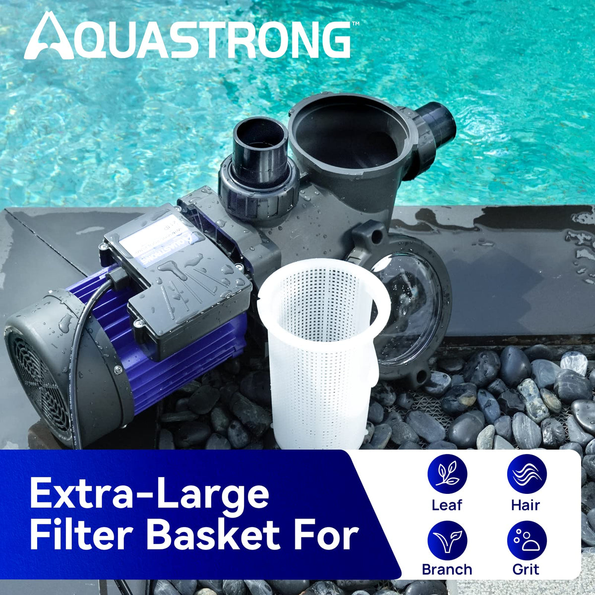 Aquastrong In/Above Ground Pool Pump High Flow Self Primming Swimming Pool Pump,Cobalt Blue