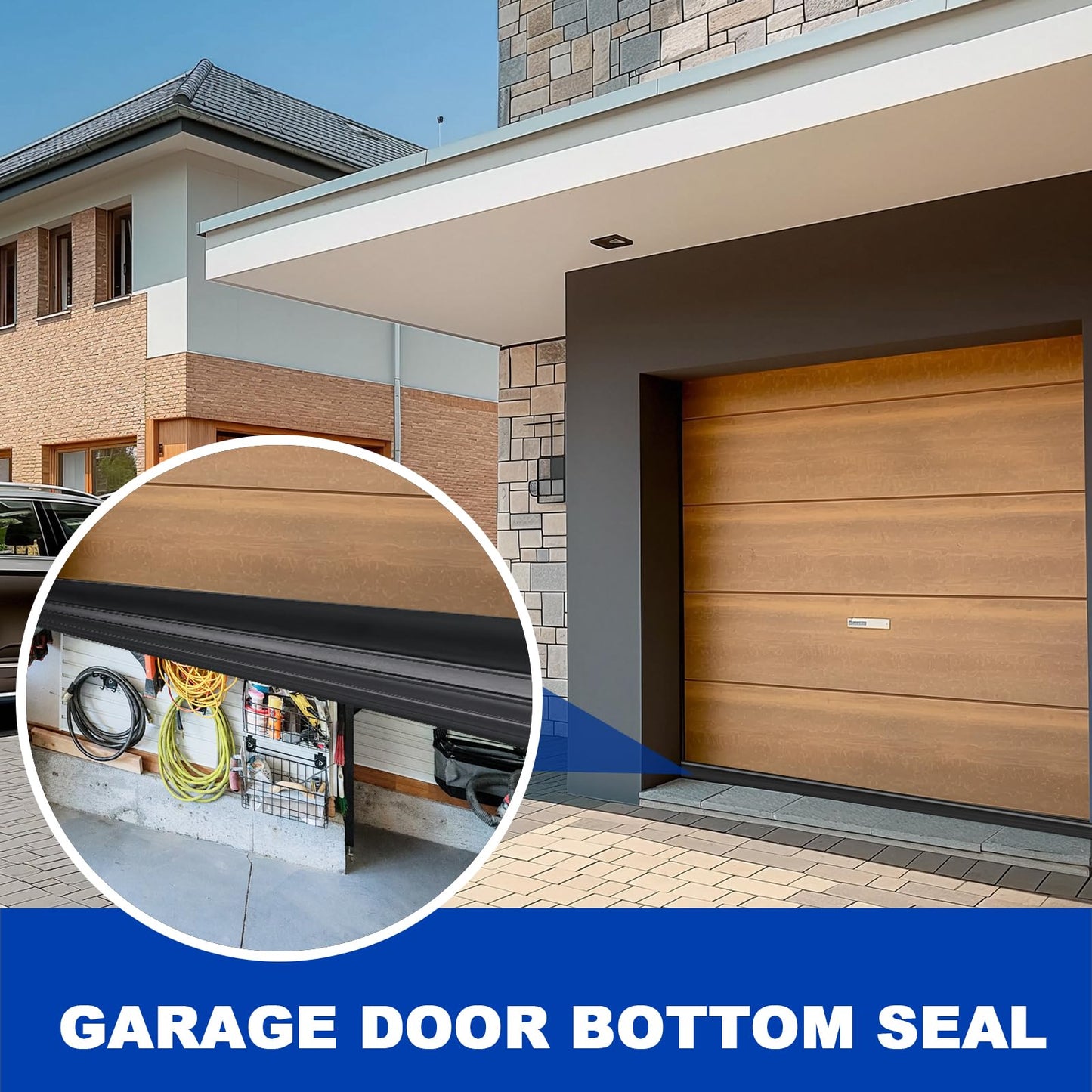 DGSL Garage Door Seals Bottom Rubber Weather Stripping Kit Seal Strip Replacement, Weatherproof Threshold Buffering Sealing Rubber 5/16 Inch T Ends (10 FT, Black, U+O)
