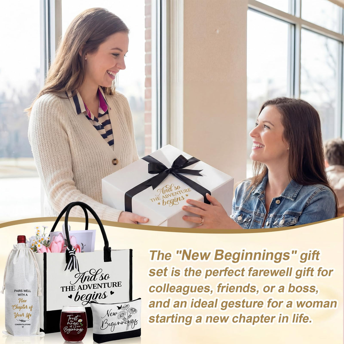 Sanwuta 4 Pack New Beginnings Gifts for Women Perfect Farewell Going Away New Job Retirement Break up Divorce Self Care Good Luck Gifts for Coworkers Friends Sisters Moms