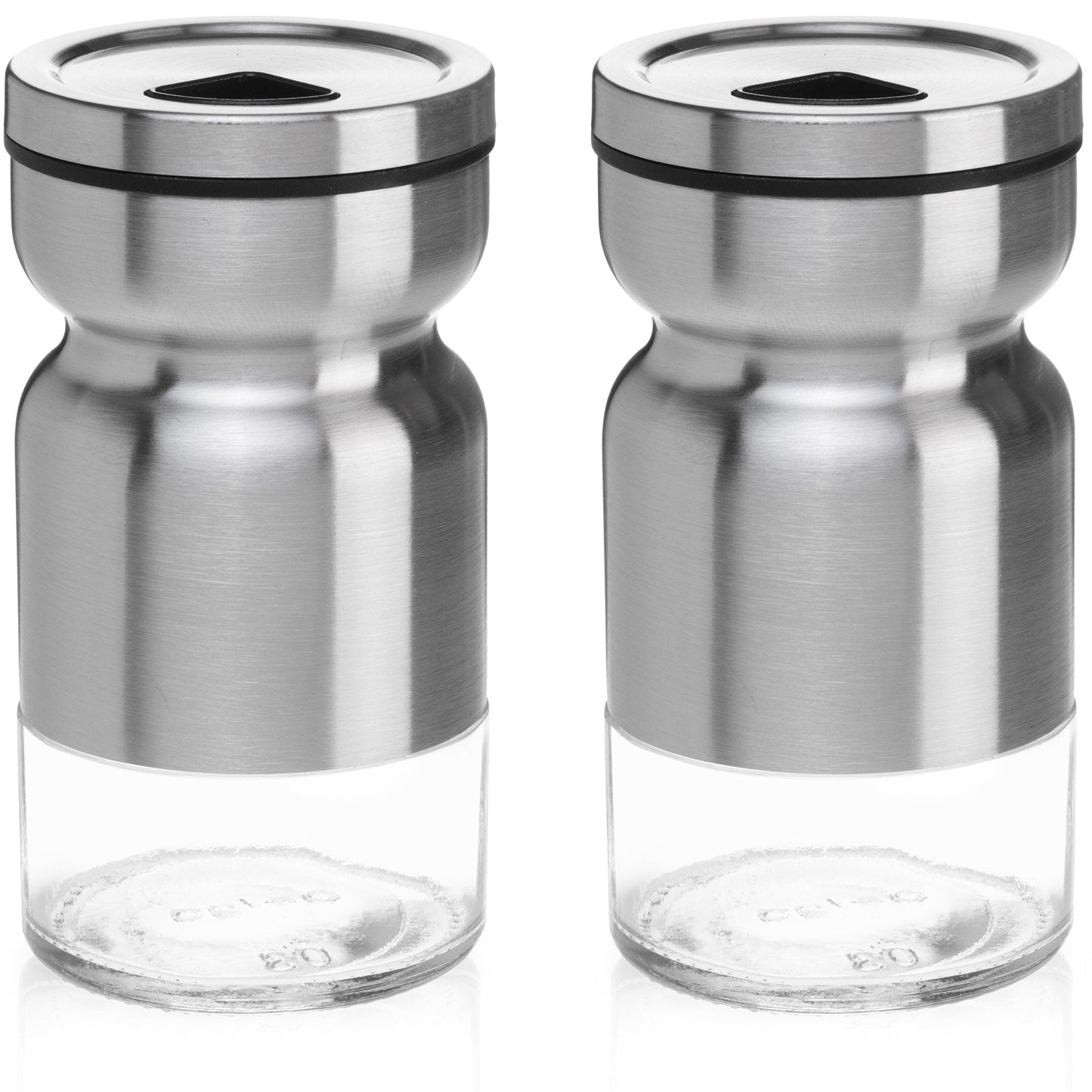 Salt and Pepper Shakers Set with Adjustable Pour Holes by CHEFVANTAGE - Stainless Steel