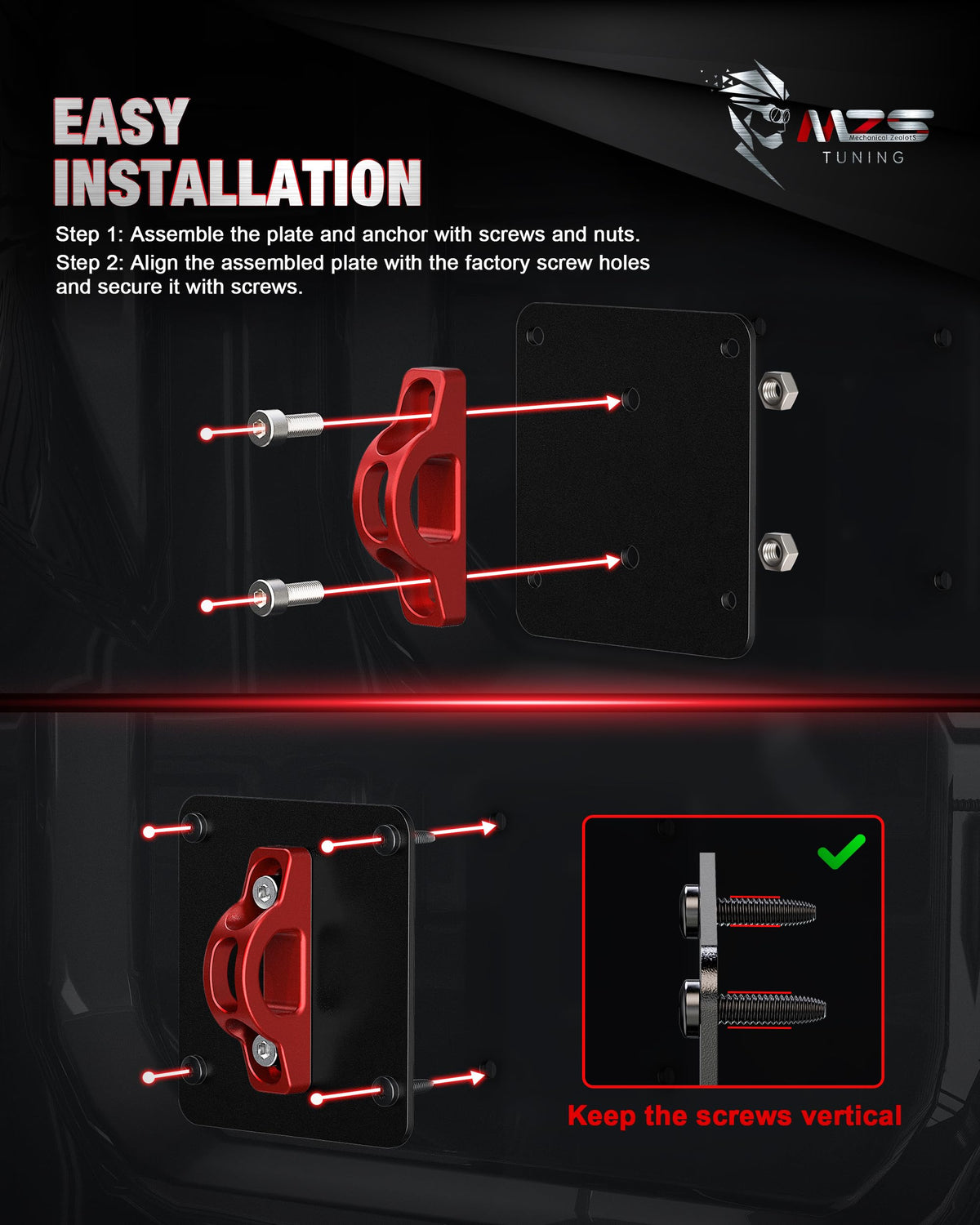 MZS 1" Rear Leveling Lift Kit + Truck Tie Downs Anchors Compatible with 2015+ F250 F350 Super Duty, Pack of 6