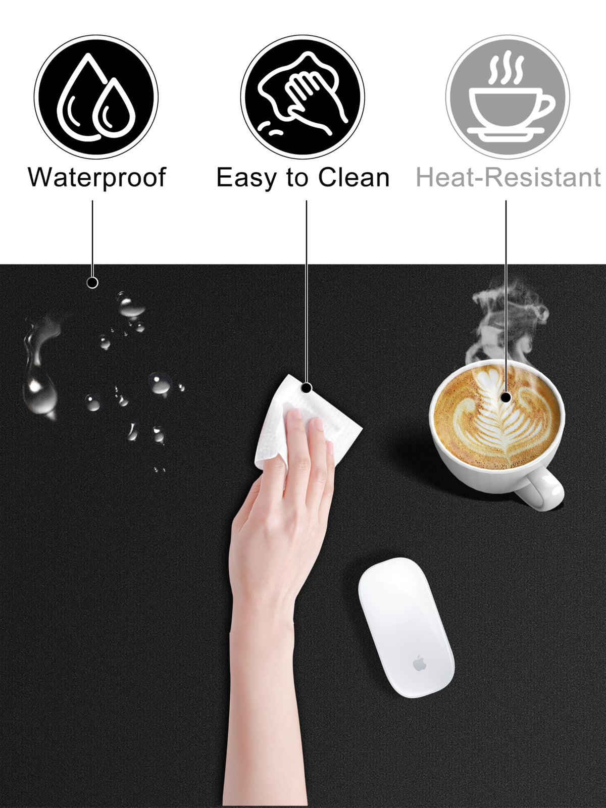 TopMade 4-in-1 Mouse Pad with 15W Wireless Charging, Foldable Phone Holder, 31.5" x 15.75" XXL Large Desk Pad, Gaming Mousepad with Ultra-Smooth Surface, Non-Slip Base, Waterproof Desk Mat, Black