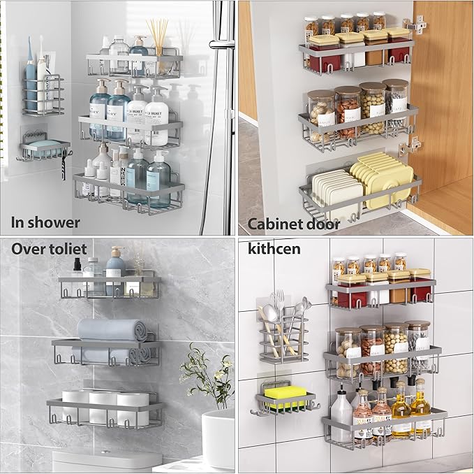 5 Pack Shower Caddy Organizer Rack Shelf