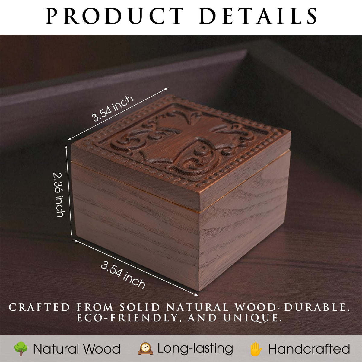 KATINAT Hand-Carved Wooden Cross Keepsake Box – Christian Prayer Box, Rosary Holder & Religious Jewelry Box, Catholic Gift for Women & Men, Baptism, Confirmation, Memorial & Sympathy Gift