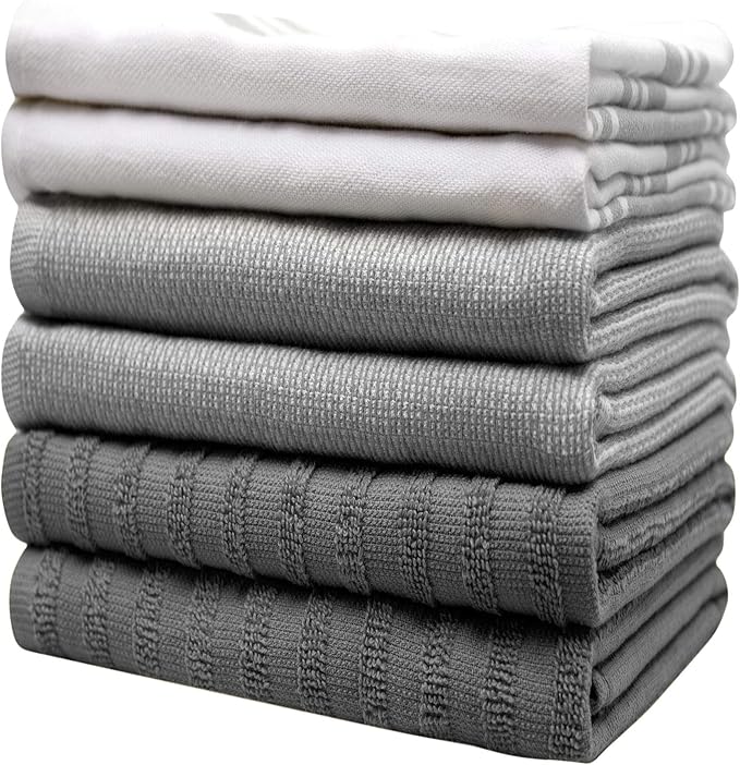Premium Kitchen Towels | Large Cotton Dish Towels | Flat & Terry Highly
