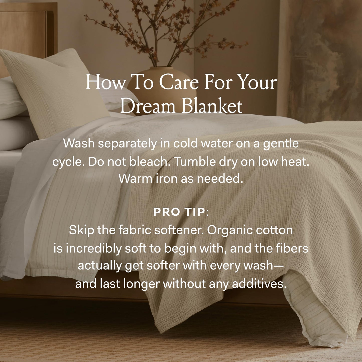 BOLL & BRANCH Dream Bed Blanket - King/Cal King, Sand - Luxury 100% Organic Cotton - Soft, Lightweight and Breathable - Cloud-Like Touch