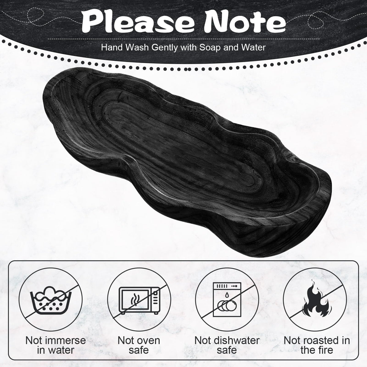 Nuogo 1 Pack 16 Inch Wavy Edge Dough Bowl Large Size Wood Rustic Dough Bowl Decorative for DIY Farmhouse Home Supplies Kitchen Decoration(Black)