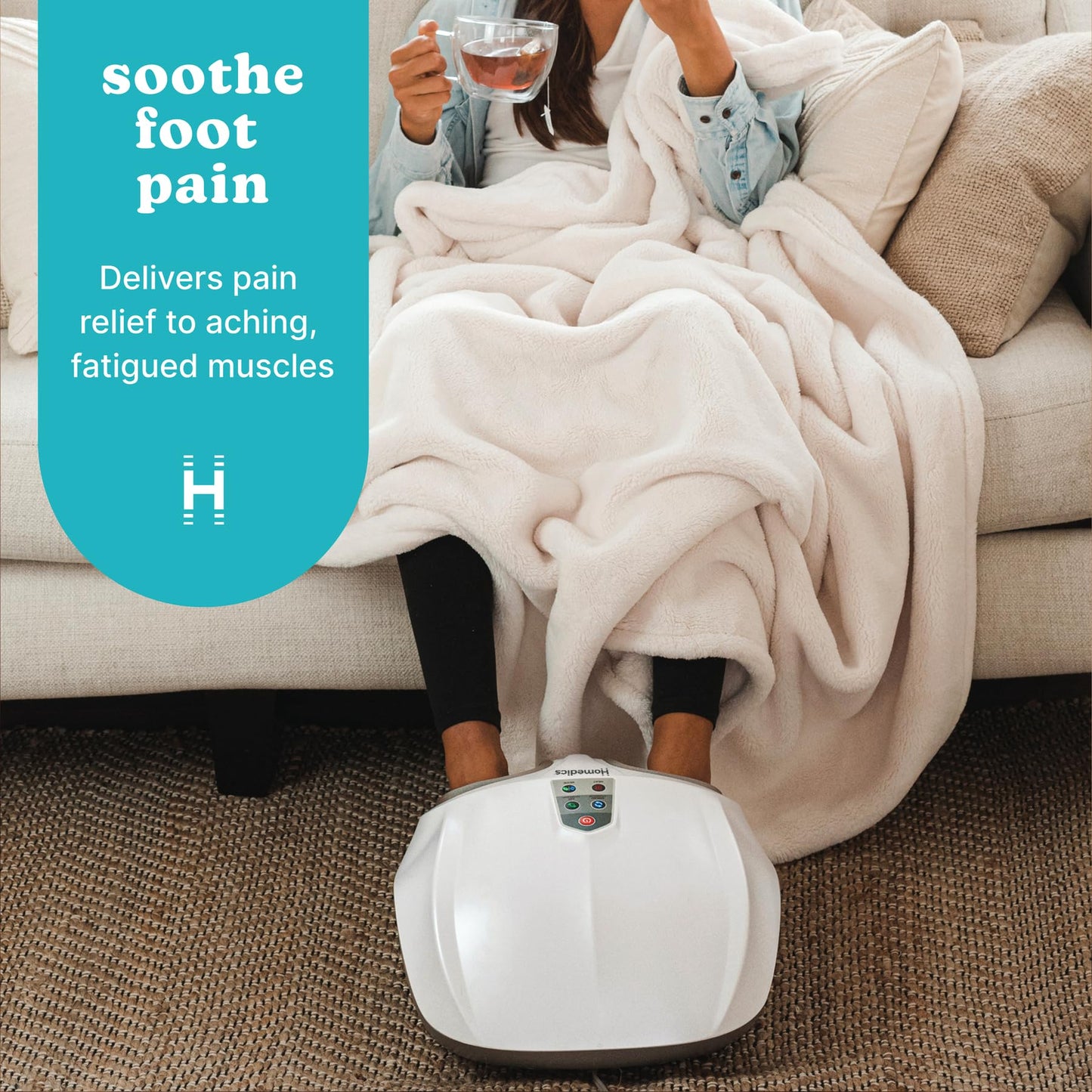 Homedics Shiatsu Air 2.0 Foot Massager with Soothing Heat and Rhythmic Air Compression, 3 Customized Controls and Intensities, Washable Liner, at-Home Kneading Massage Relaxes Feet, 3 Speed Options