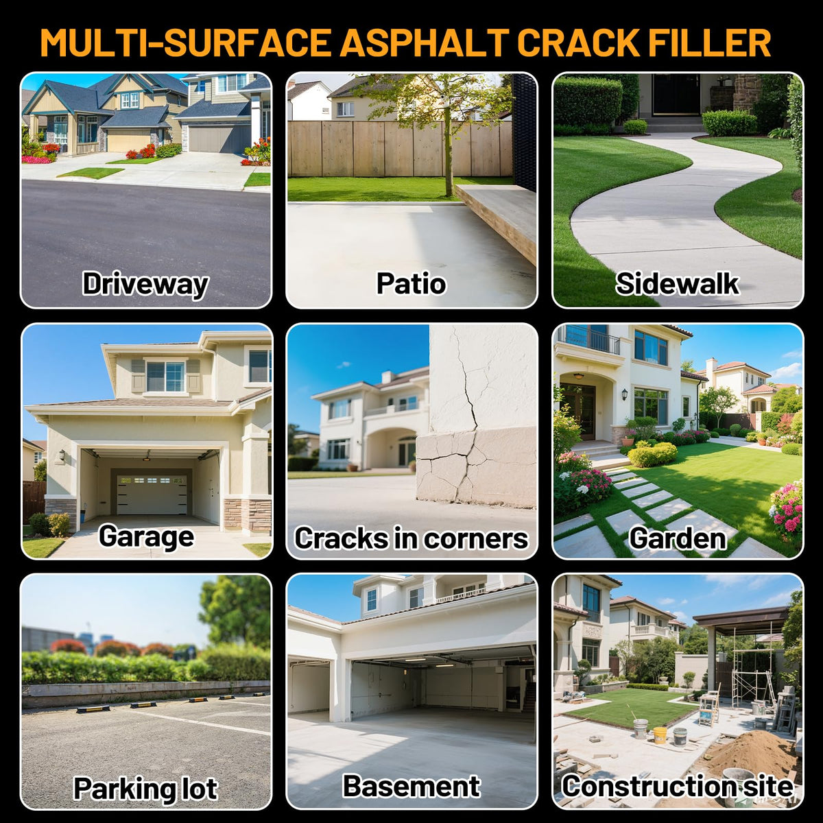 Asphalt Crack Filler, 4.5LB High Elasticity Driveway Crack Filler, Self Leveling Waterproof Repair Sealant for Driveway, Walkway, Road, Blacktop Concrete Joint, Indoor & Outdoor - Black (74oz)