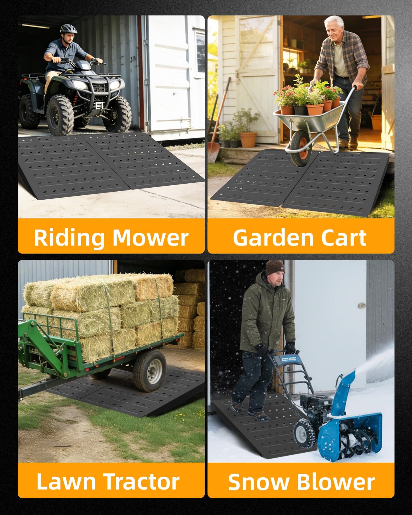 VNN 29" x 24" Shed Ramp - Velvet Black Loading Ramp for Riding Mower, 1 Pack Ramps for Shed,900 LB Capacity Alloy Loading Dock Ramp for Garages, Barns