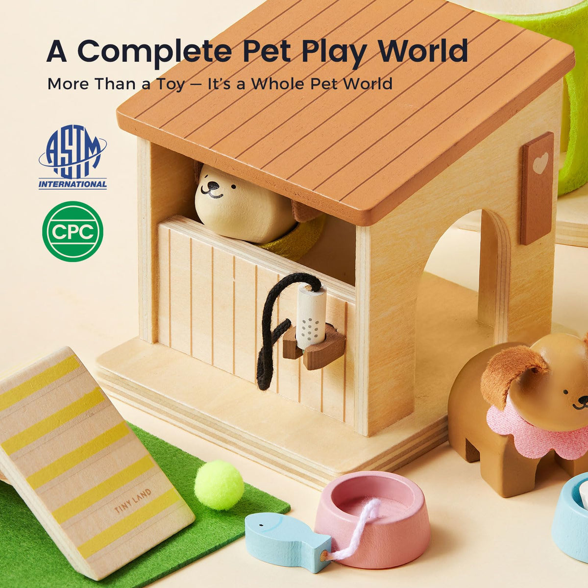 Tiny Land Wooden Dollhouse,Wooden Dollhouse Animal Set