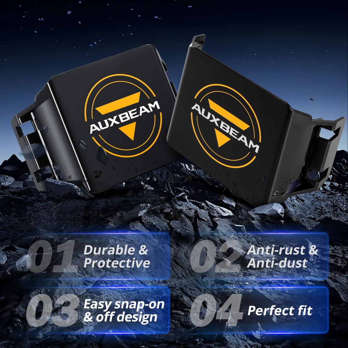 Auxbeam 7" 228W LED Cube Pods Offroad Driving Light with Side Shooter+Auxbeam 7 inch Black Pod Light Covers