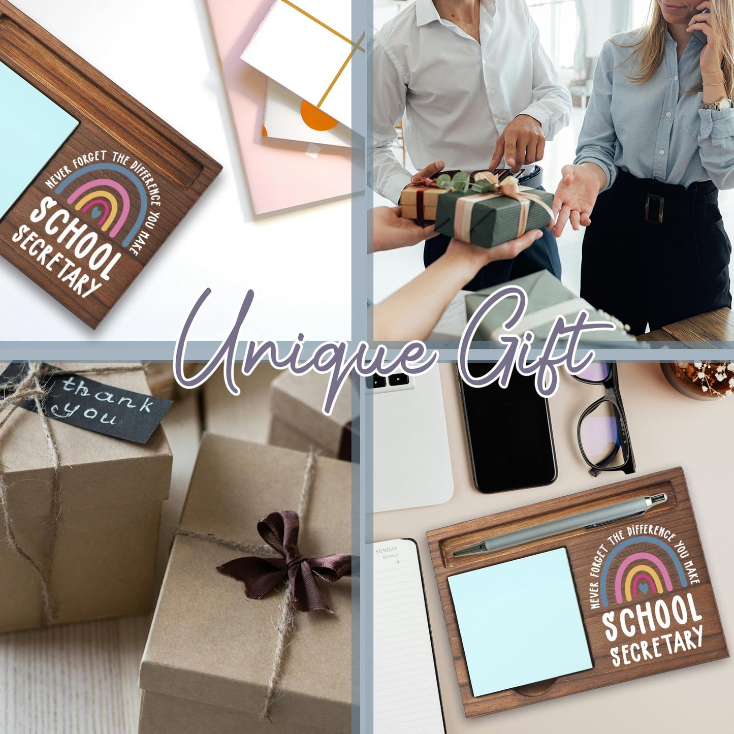 School Secretary Gifts Sticky Note Holder, Thank You Gift for School Secretary, Office Assistant, Administrative Staff, Education Appreciation Week, Graduation or Holiday PB023