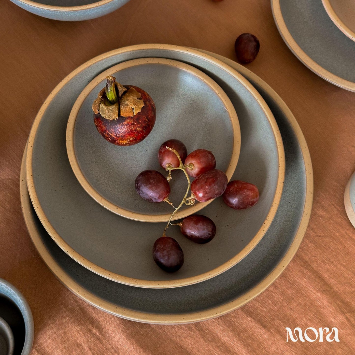 MORA Small Plates Set of 4, 6.5 inch Ceramic Pottery Dessert Plates - Microwave, Oven and Dishwasher Safe - Harvest