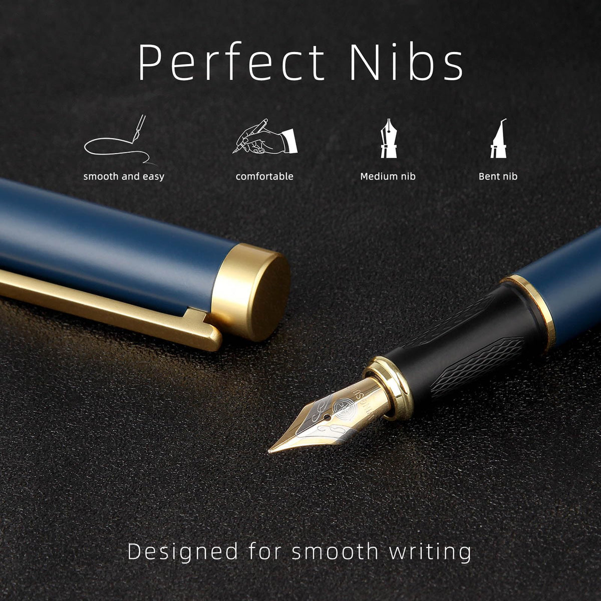 Zalantan Fountain pen, Stunning luxury pen, Nice pen gift, pure copper heavy feel Office Executive Pen Smooth Writing Pens for Men Funcy Pens with Gift Case 10 black cartridges (Red)