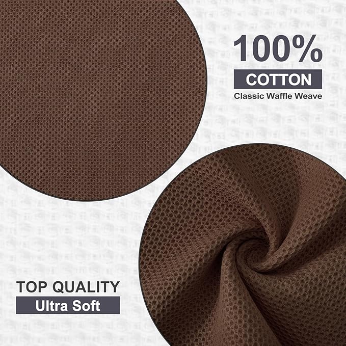 Kitinjoy 100% Cotton Kitchen Dish Cloths, 6 Pack Waffle Weave Ultra Soft