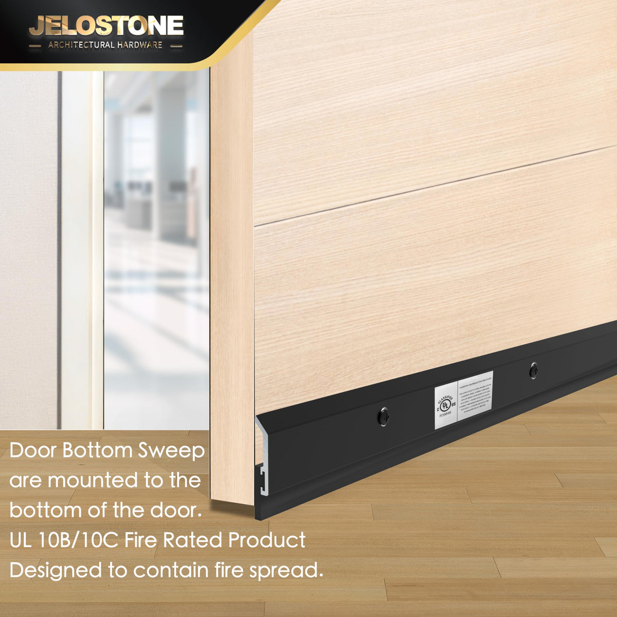 JELOSTONE 2 Pack - Commercial Door Bottom Sweep JS-N315, Heavy Duty Aluminum with Weather-Tolerant Neoprene Insert, UV-Resistant, 36", Matte Black Anodized ā Ideal for Residential & Commercial Use