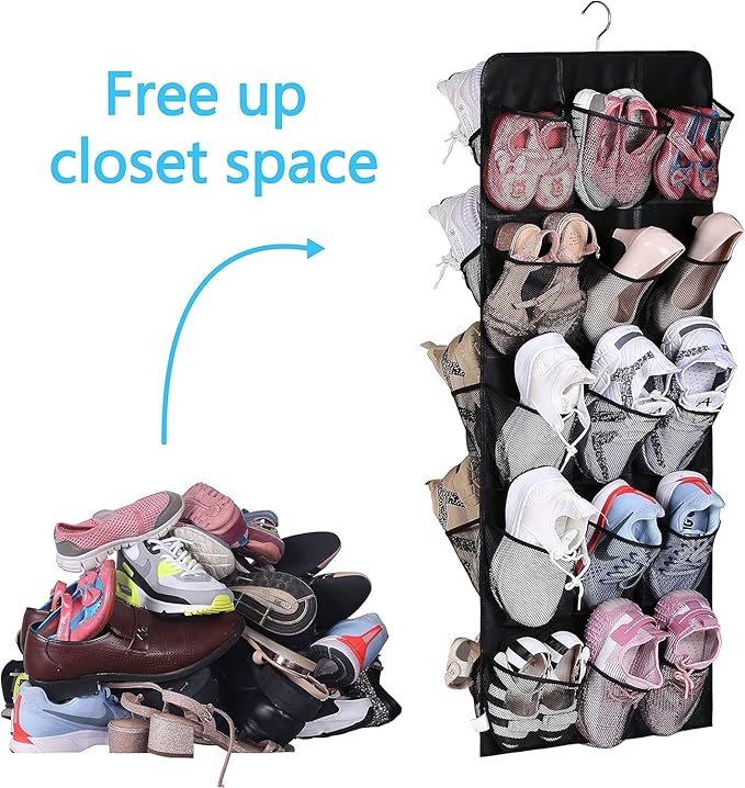 MISSLO 30 Large Pockets Dual Sided Hanging Shoe Rack