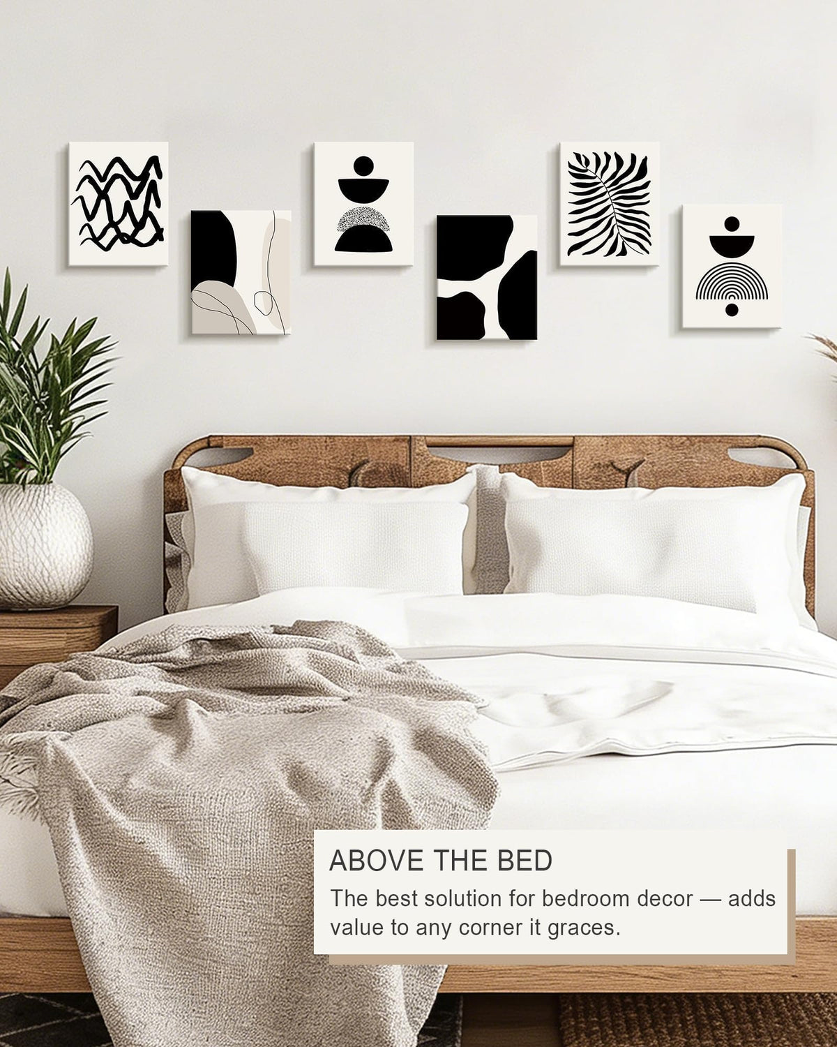 Drsoum Abstract Boho Wall Art Minimalist Geometric Framed Boho Room Decor Black Line Art Mid Century Modern Prints Bohemian Living Room Bedroom Ready to Hang 8x10inx6pcs (Framed)