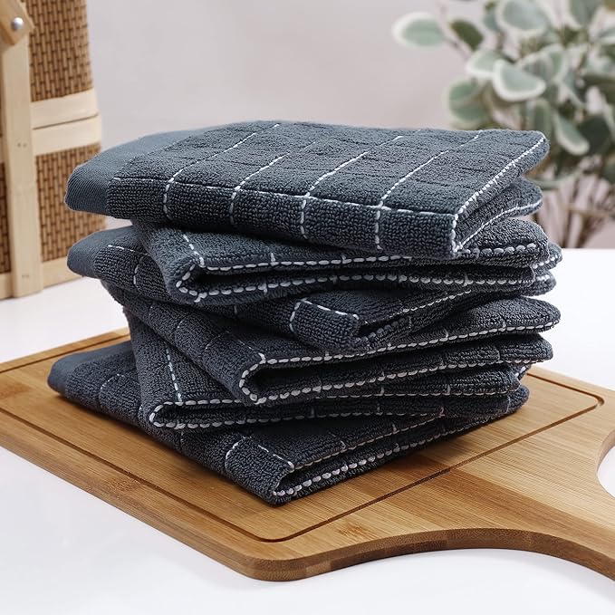 Homaxy 100% Cotton Terry Kitchen Dish Cloths, Ultra Soft and Absorbent Dish