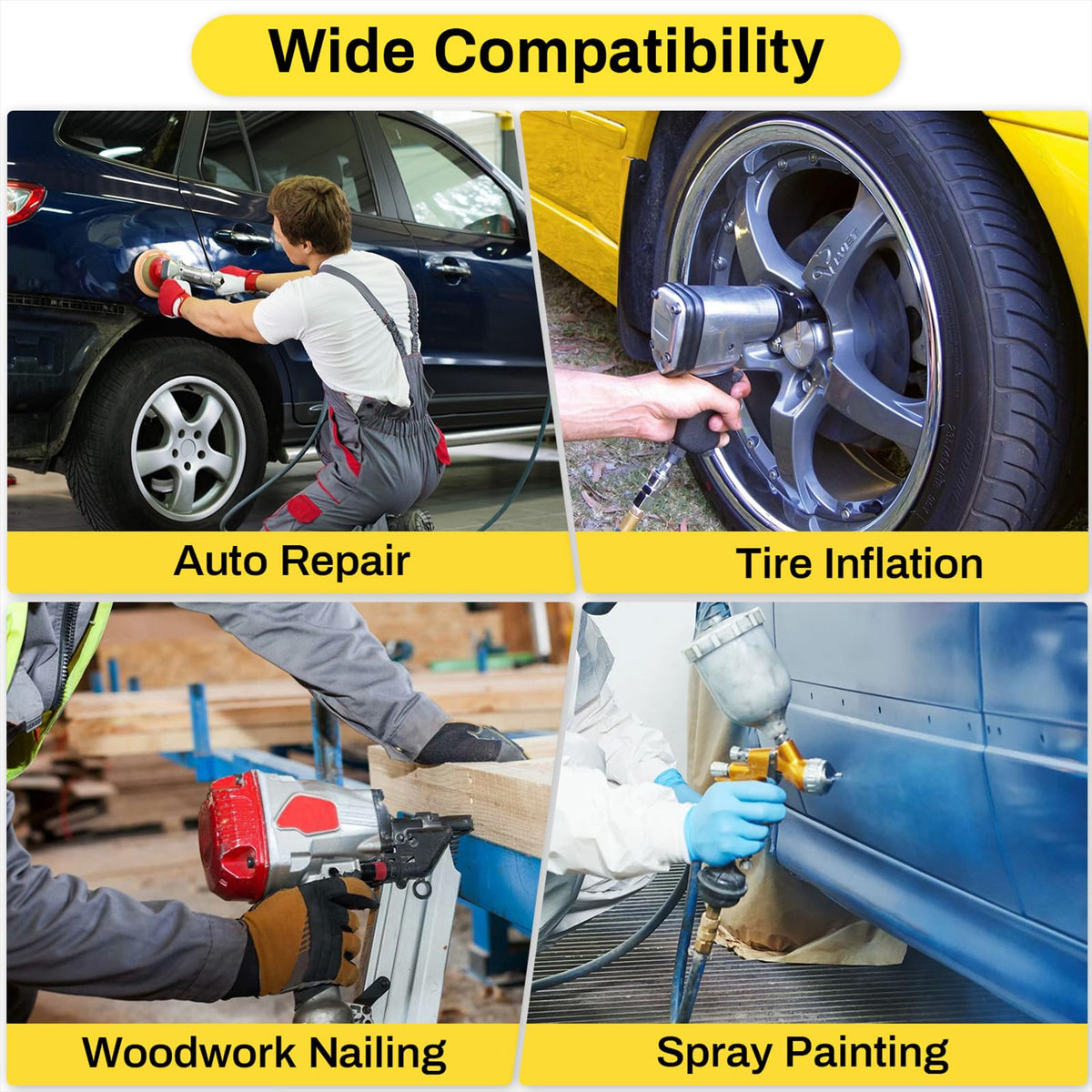 WIILAYOK 13 Gallon Air Compressor, 3.7HP 6CFM 115PSI, Portable Air Compressor for Inflation, Car Repair, Spray Painting, Woodwork Nailing