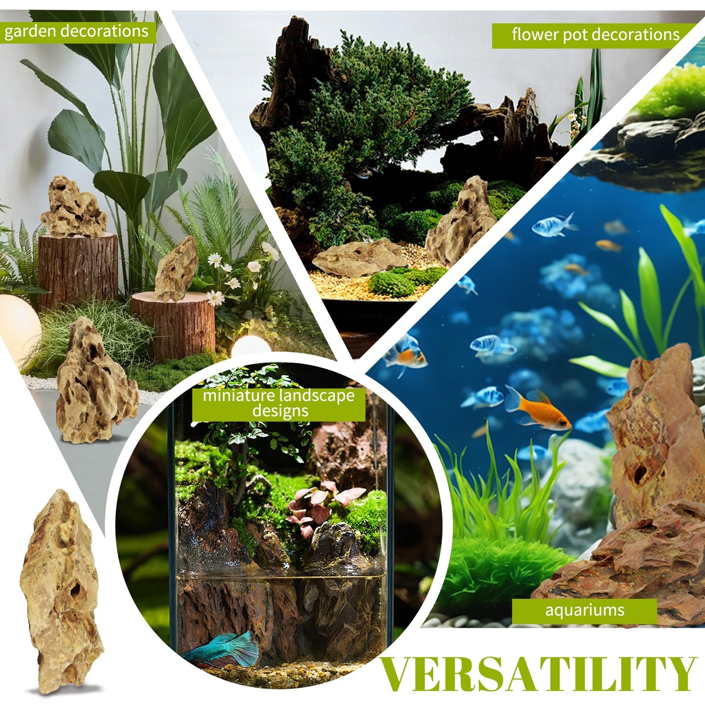 VOKOY 2.5lb Natural Dragon Stones, Aquarium Rocks Decoration Aquascaping Stone Landscaping Model for Fish Tank Decor Terrariums Paludariums Reptile Enclosures Gardens, 2-4 inches