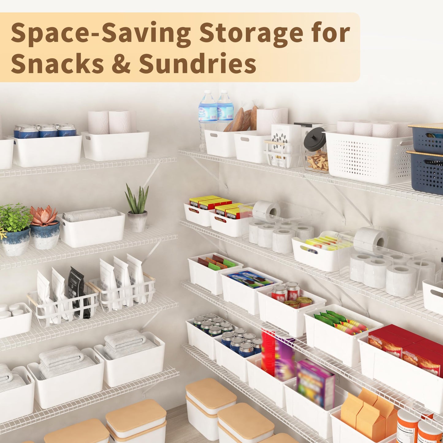 PROWORX Closet Shelves Wall Mounted, 4 Pack 4 ft x 12 in White Wire Shelving Kit, Metal Wall Shelf Organizer for Home, Pantry, Laundry Room Storage