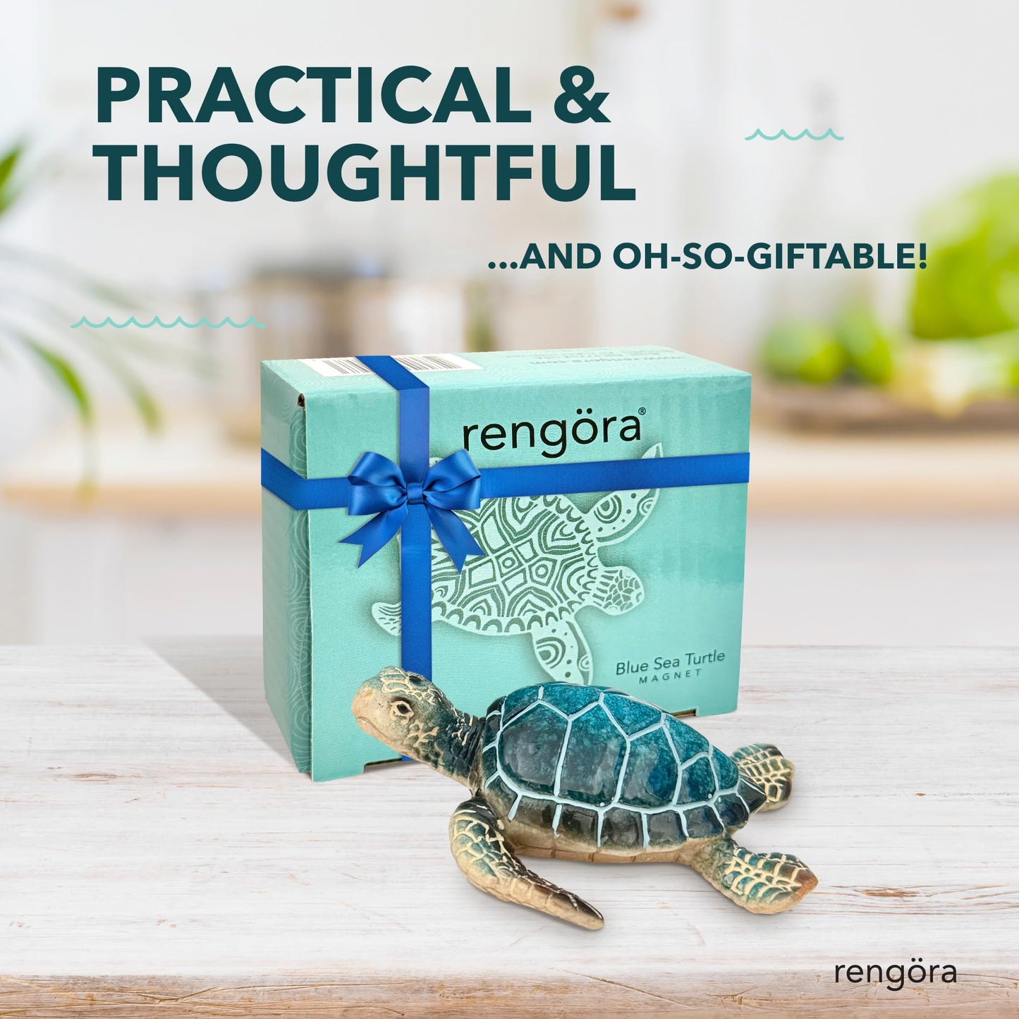 Blue Sea Turtle Magnet 3x2 Inches - 1 Pc Coastal Turtle Magnets for Fridge, Locker Magnets or Cute Car Magnet, for Home Office Beach Locker Decor, Coastal Themed Decorations for Ocean and Sea Lovers