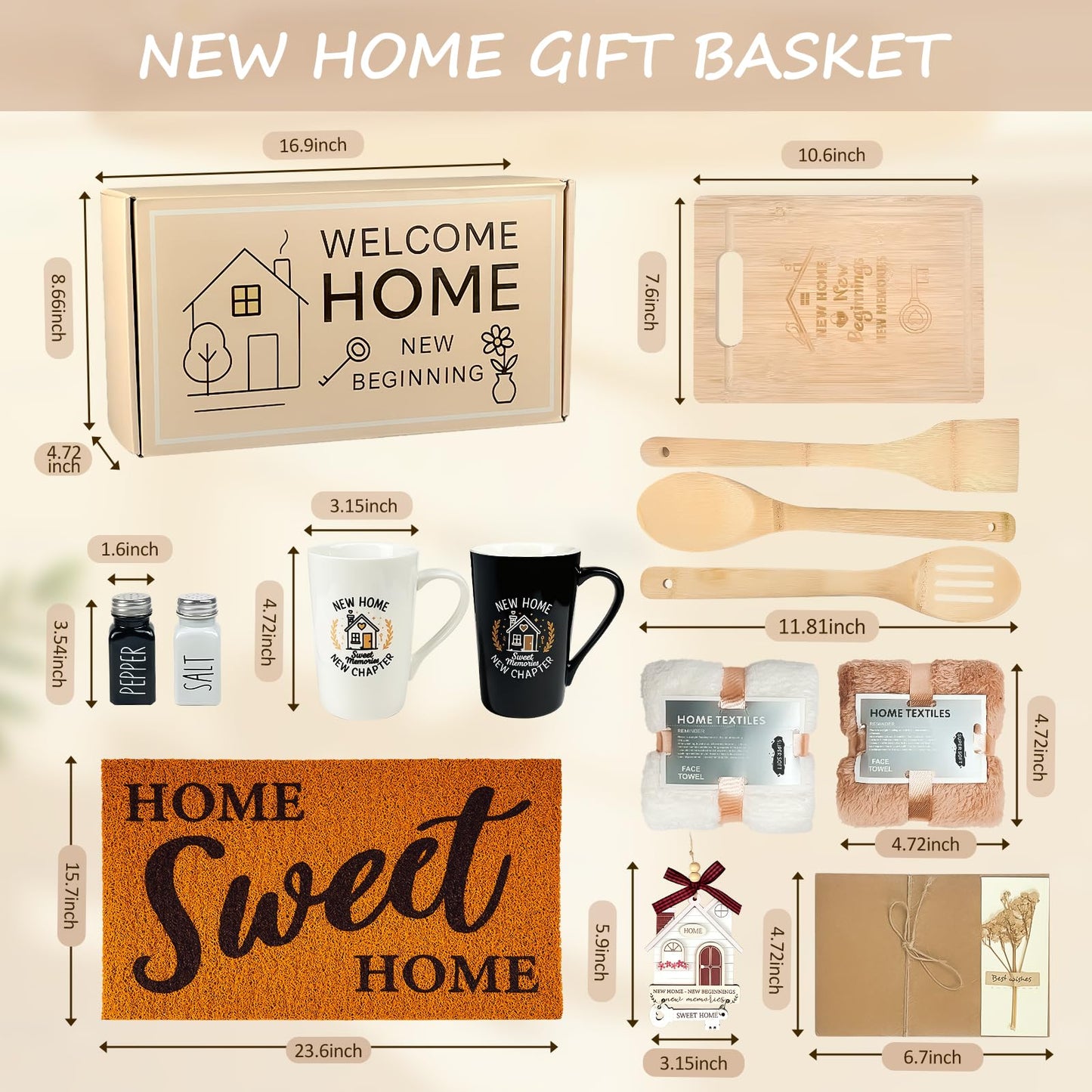 House Warming Gifts New Home,13Pcs Housewarming Gift Baskets for Couples,Women,Men,Friends,Closing Gifts for Home Buyers,House Warming Present New Apartment