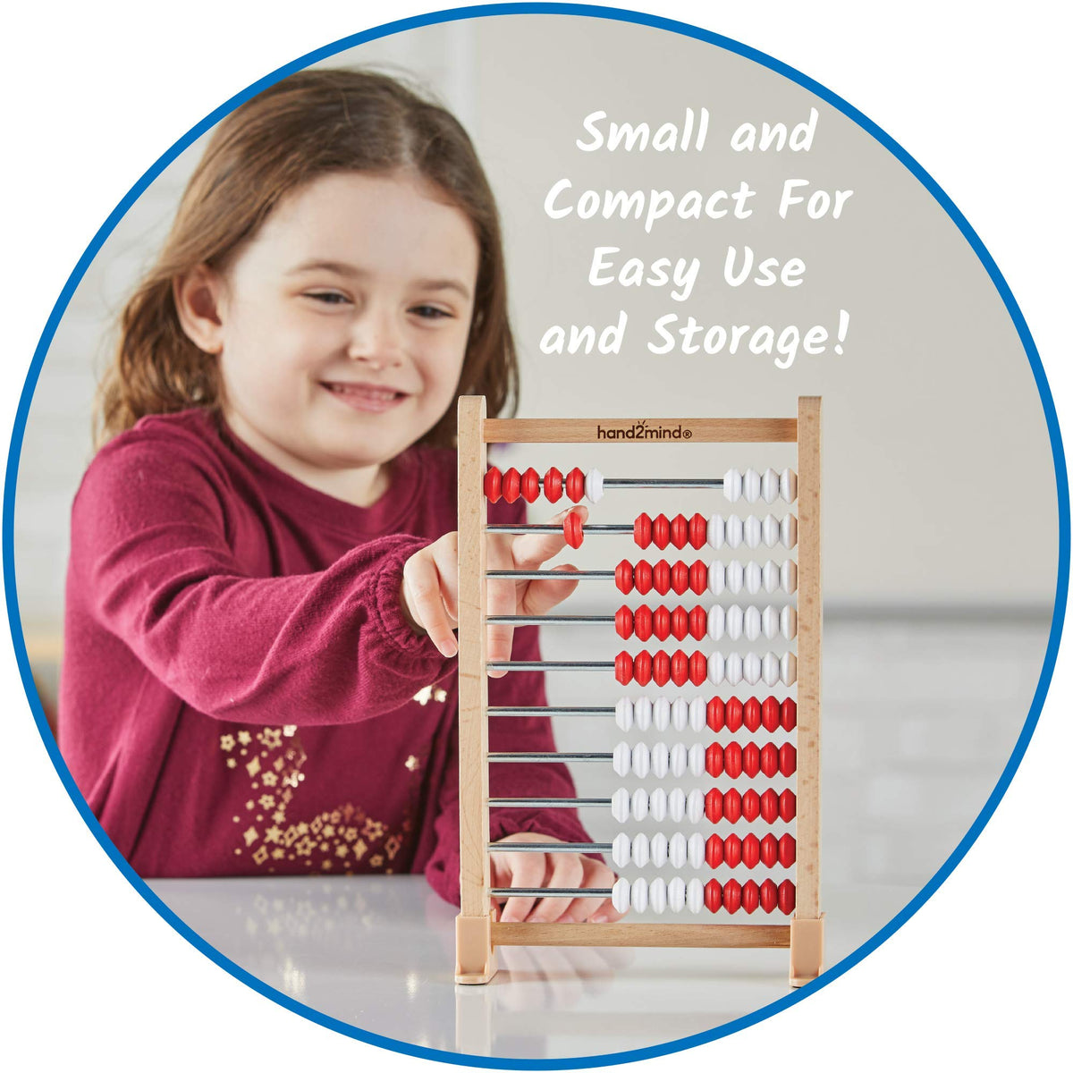 hand2mind Mini 100-Bead Wooden Rekenrek, Number Rack, Abacus for Kids Math, Counting Beads, Math Counters for Kids, Educational Toys for Elementary Kids, Math Manipulatives (Set of 1)