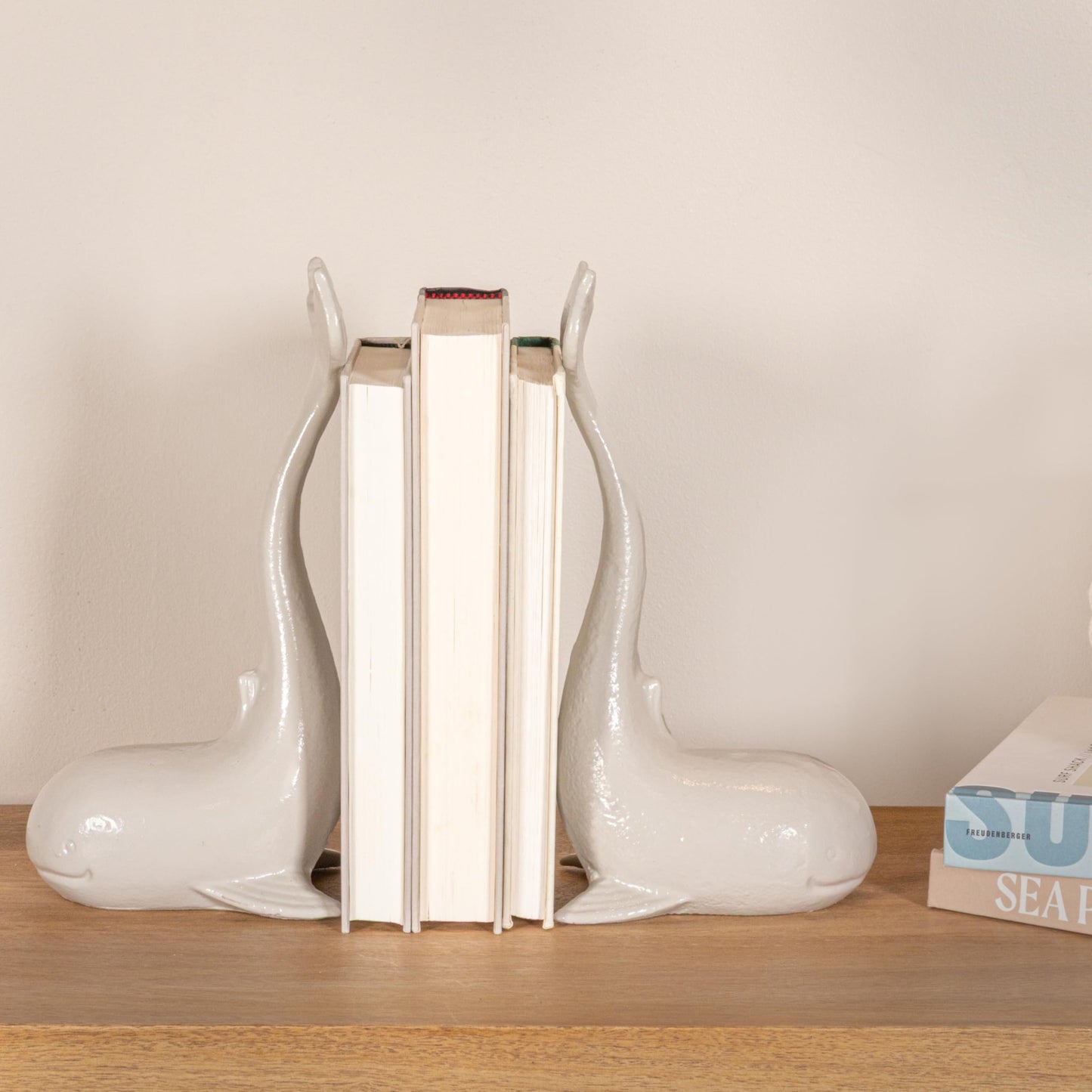 Creative Co-Op Whale-Shaped Cast Iron Bookends in Grey Finish