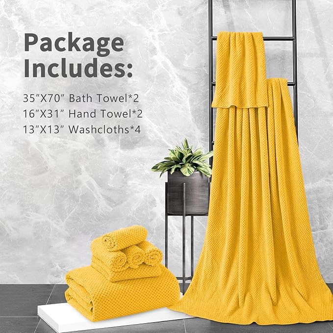 8 Piece Bathroom Towel Set |2 Oversized Bath Towels, 2 Hand Towels, 4
