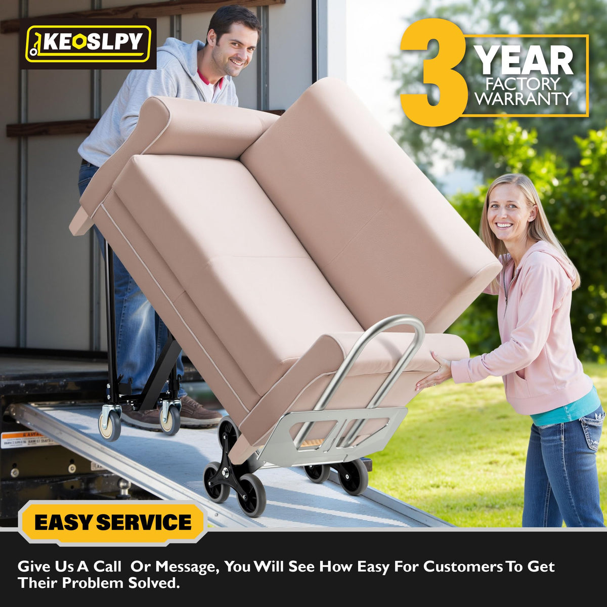 Keoslpy CSHT-2243B 3 in 1 Industrial Convertible Aluminum Hand Truck Dolly Cart, 1000 LBS Capacity, Heavy Duty Stair Climbing Utility Trolley Platform Cart with Wheels for Transport & Moving