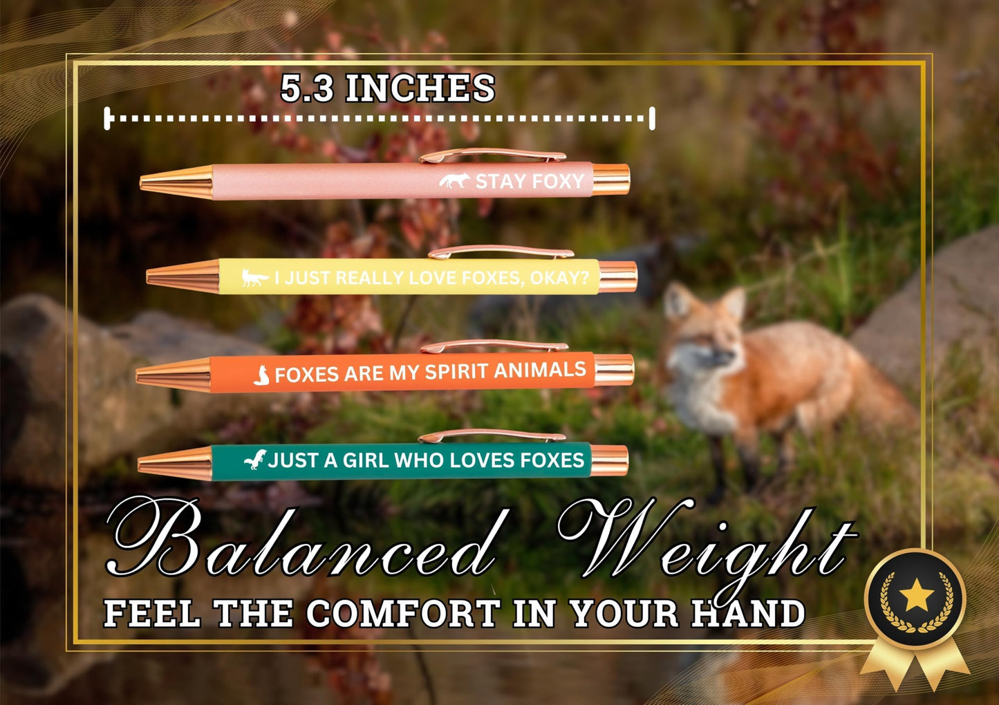 InnoBeta Fox Themed Gifts for Fox Lover, Ballpoint Pen Set of 4, Gifts for Fox Nerd on Birthday, Christmas and any Special Occasion