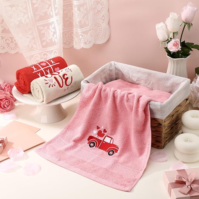 3 Pcs Valentine's Day Hand Towels