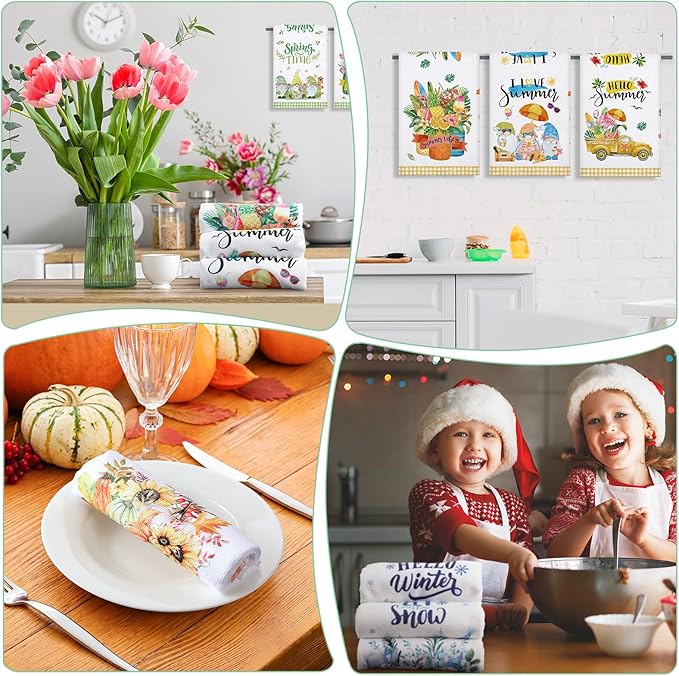 12 Pcs Seasonal Kitchen Towels Set