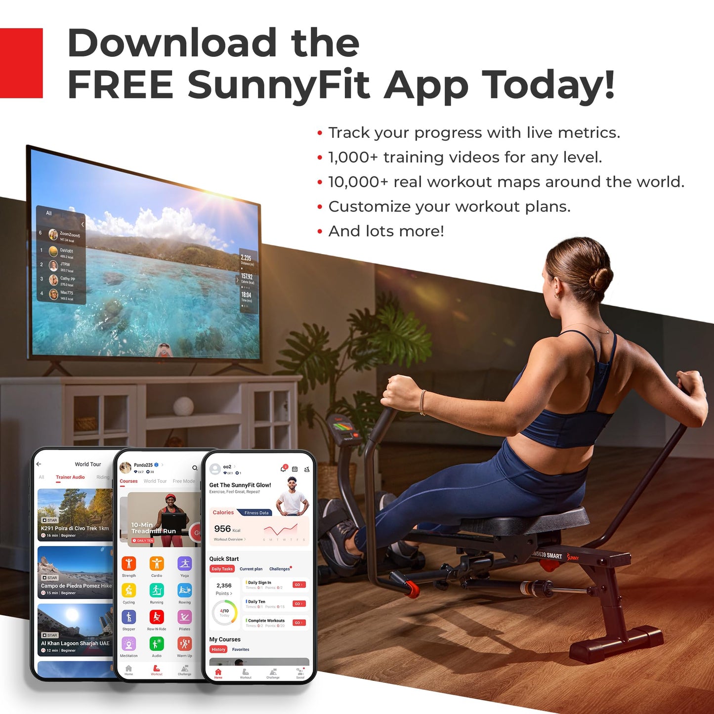 Sunny Health & Fitness Energy Flex Motorized Auto Incline Smart Treadmill, Shocks, Wide Running Belt, Digital Display, Pulse Sensors, and SunnyFit App Enhanced Bluetooth Connectivity - SF-T7724SMART