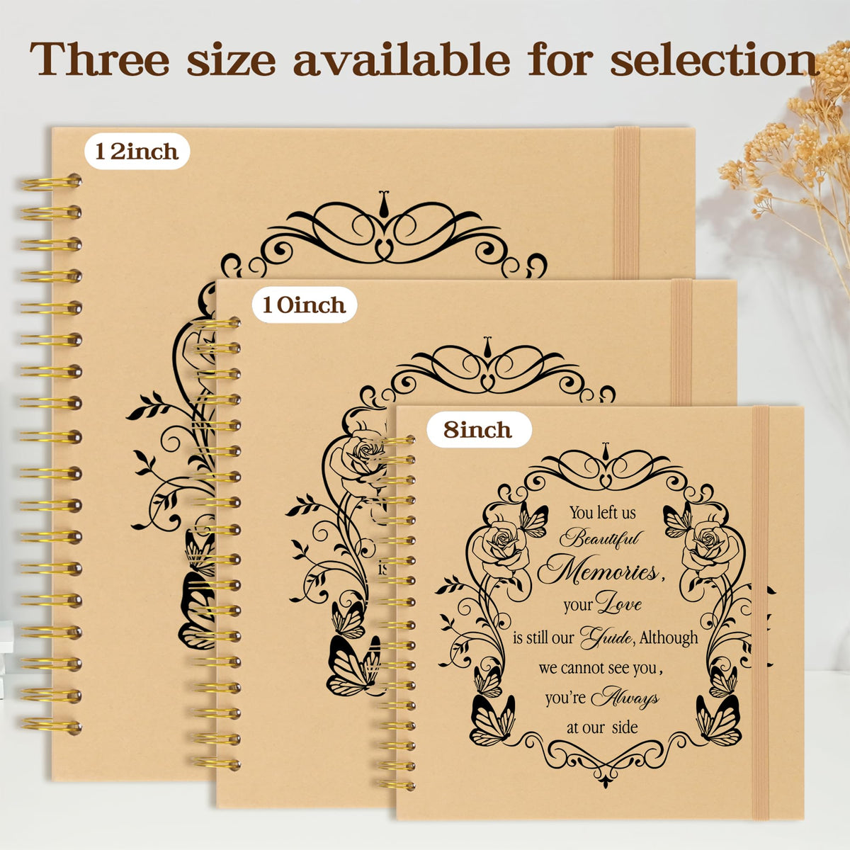 CWEGSJ Memorial Gifts In Memory of Loved One Scrapbook Album Blank DIY Album,Sympathy Gifts Bereavement Photo Album Book. (Brown, 10x10)