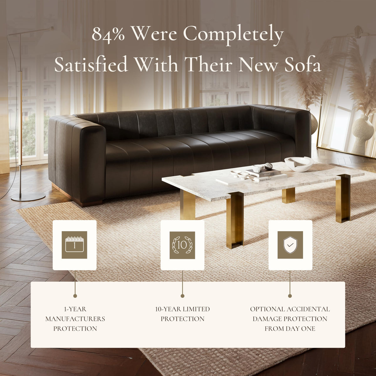 POLY & BARK Canale 99" Sofa in Onyx Black – Modern Living Room Couch with Deep Seating, Plush Cushions, Premium Upholstery, Contemporary Design, and Solid Wood Frame