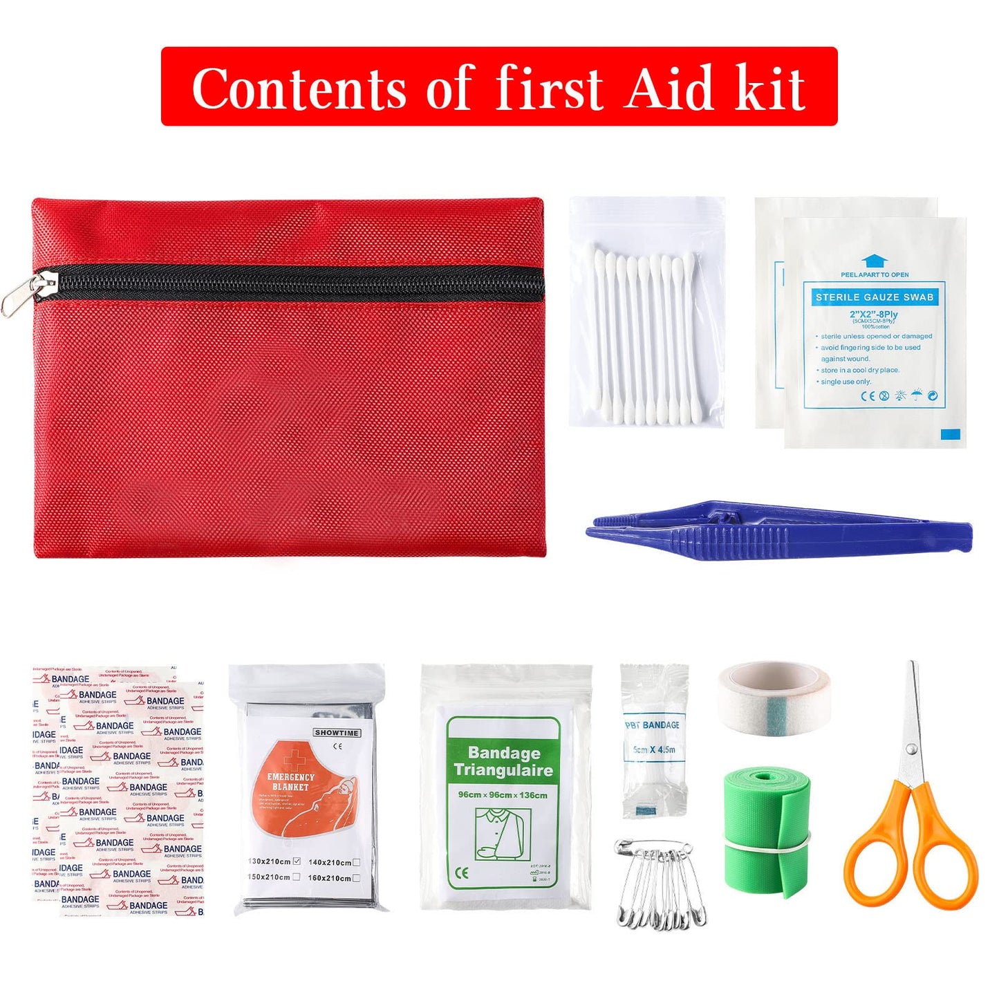 WELL-STRONG Car Roadside Emergency Kit with Reflective Warning Triangle, Assistance Kit with 13 FT Jumper Cable for Men or Women Black