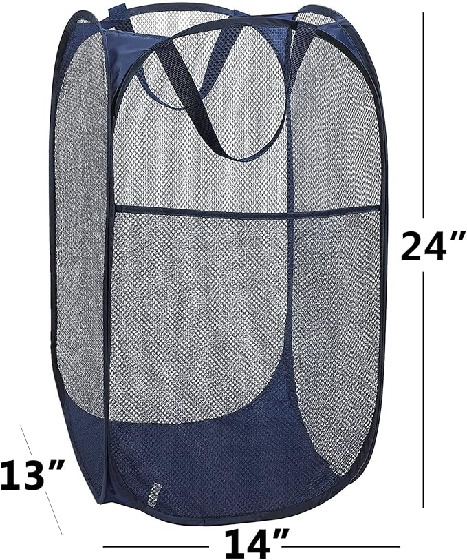 2 Pack Laundry Hamper, Foldable Mesh Popup Laundry Basket