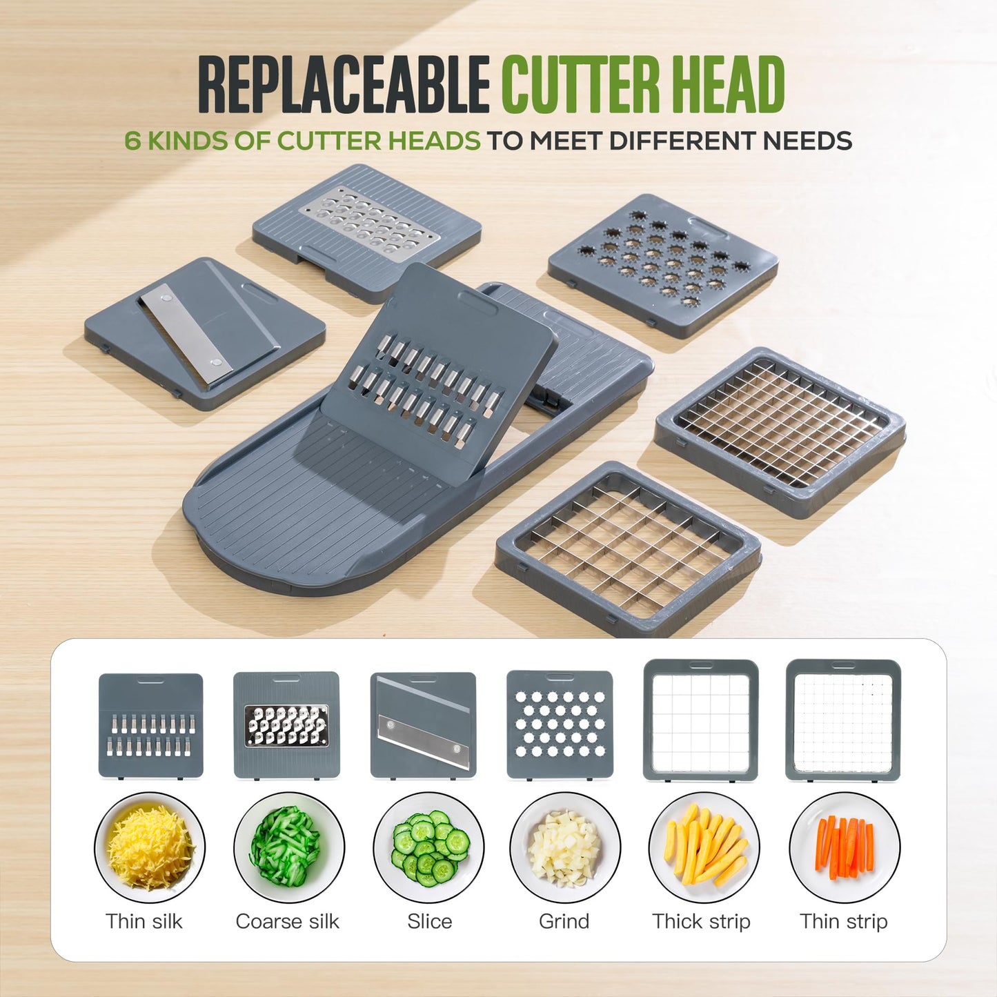 Vacream Heavy Duty 6-in-1 Vegetable Chopper & Mandoline Slicer | 6-Blade Onion Dicer Cutter with Storage Container | Kitchen Prep Tool for Meal Planning & Cooking